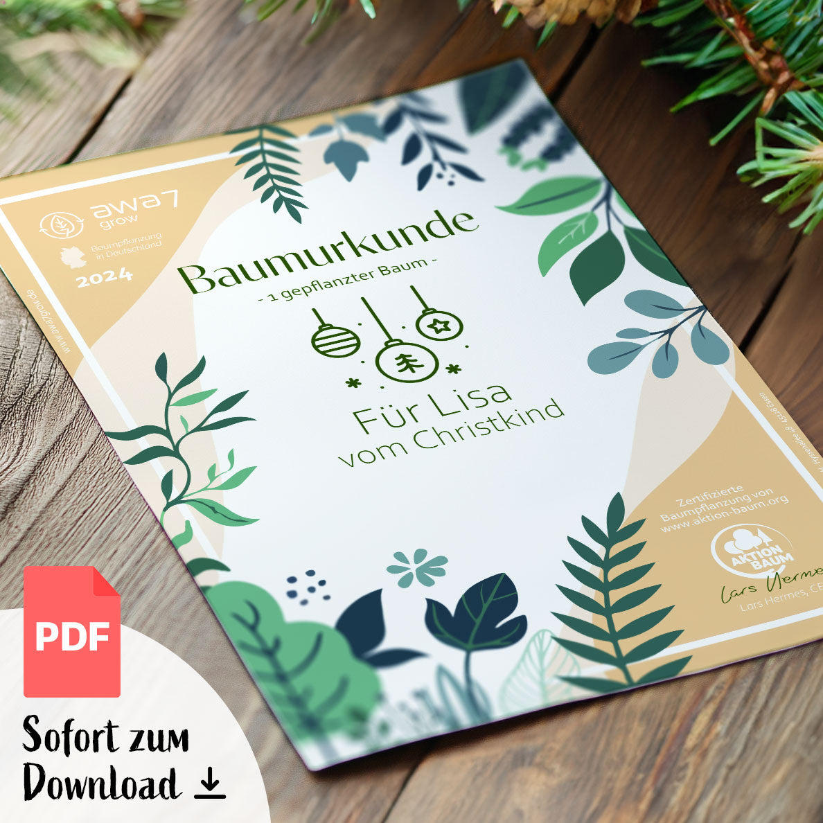 🎁 Last-Minute Geschenk: Baumurkunde zu Weihnachten!