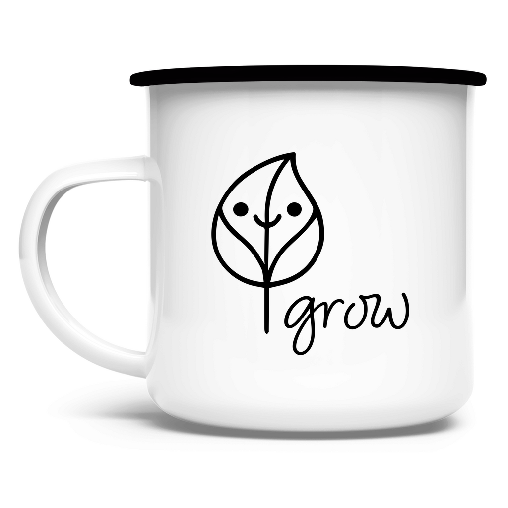 Emaille Tasse Artwork Flora black