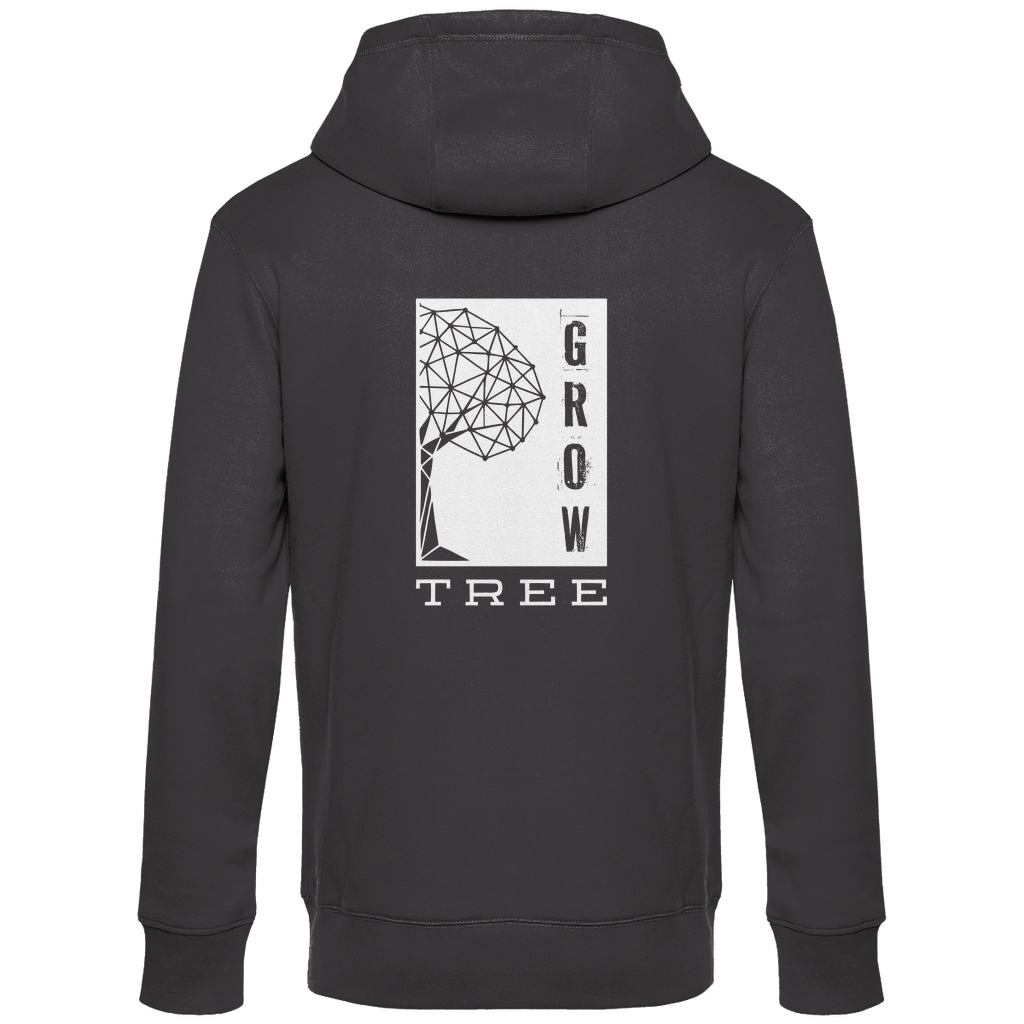 Herren BASIC Hoodie - Artwork: GROW TREE Asphalt RĂĽckseite