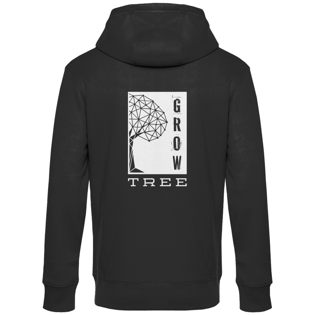 Herren BASIC Hoodie - Artwork: GROW TREE Black RĂĽckseite