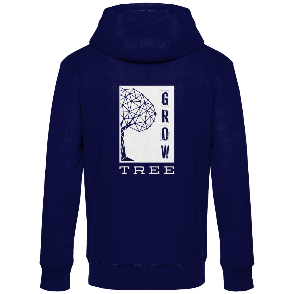 Herren BASIC Hoodie - Artwork: GROW TREE Navy Blue RĂĽckseite