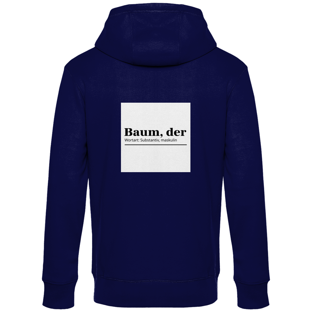Herren BASIC Hoodie Navy Blue Rückseite- Artwork: Baum, der...