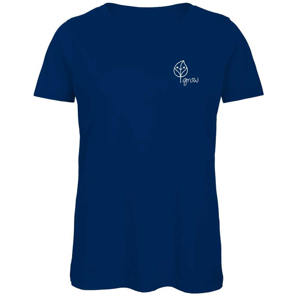 Damen PREMIUM Bio T-Shirt - Artwork: Flora in Navy