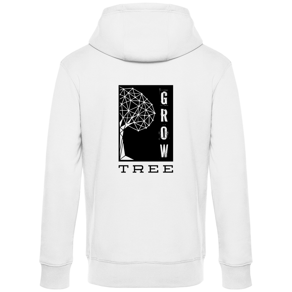 Herren BASIC Hoodie - Artwork: GROW TREE White  Rücken